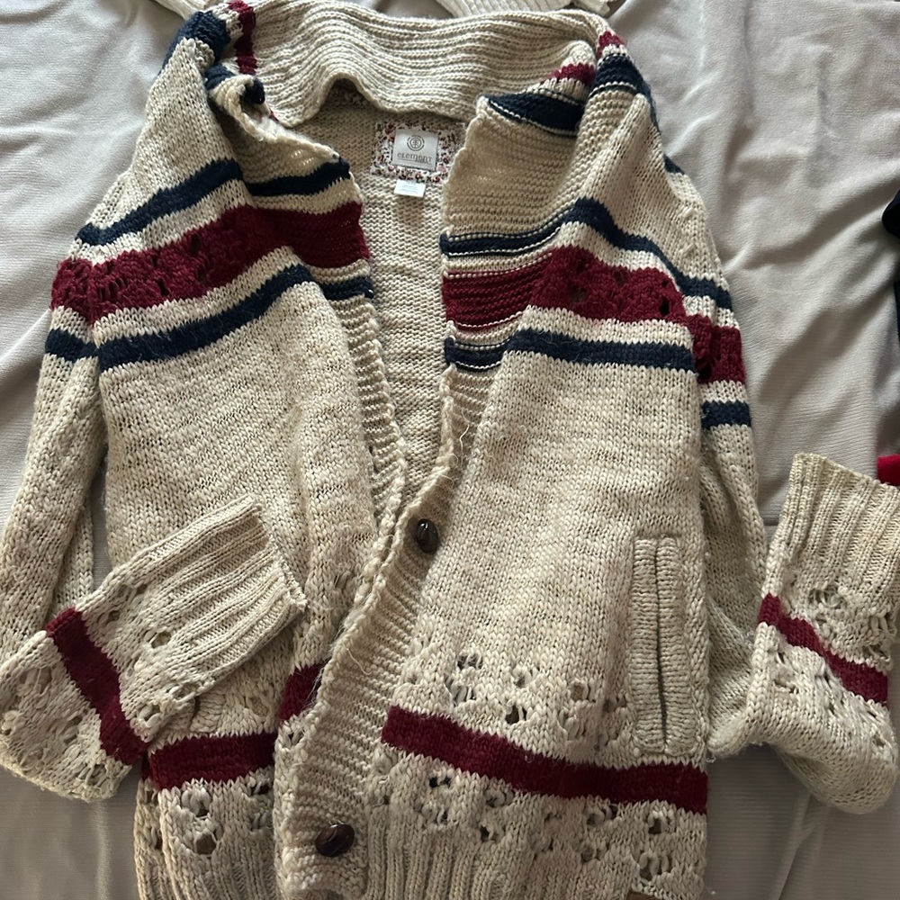Cozy Beige Striped Knit Sweater